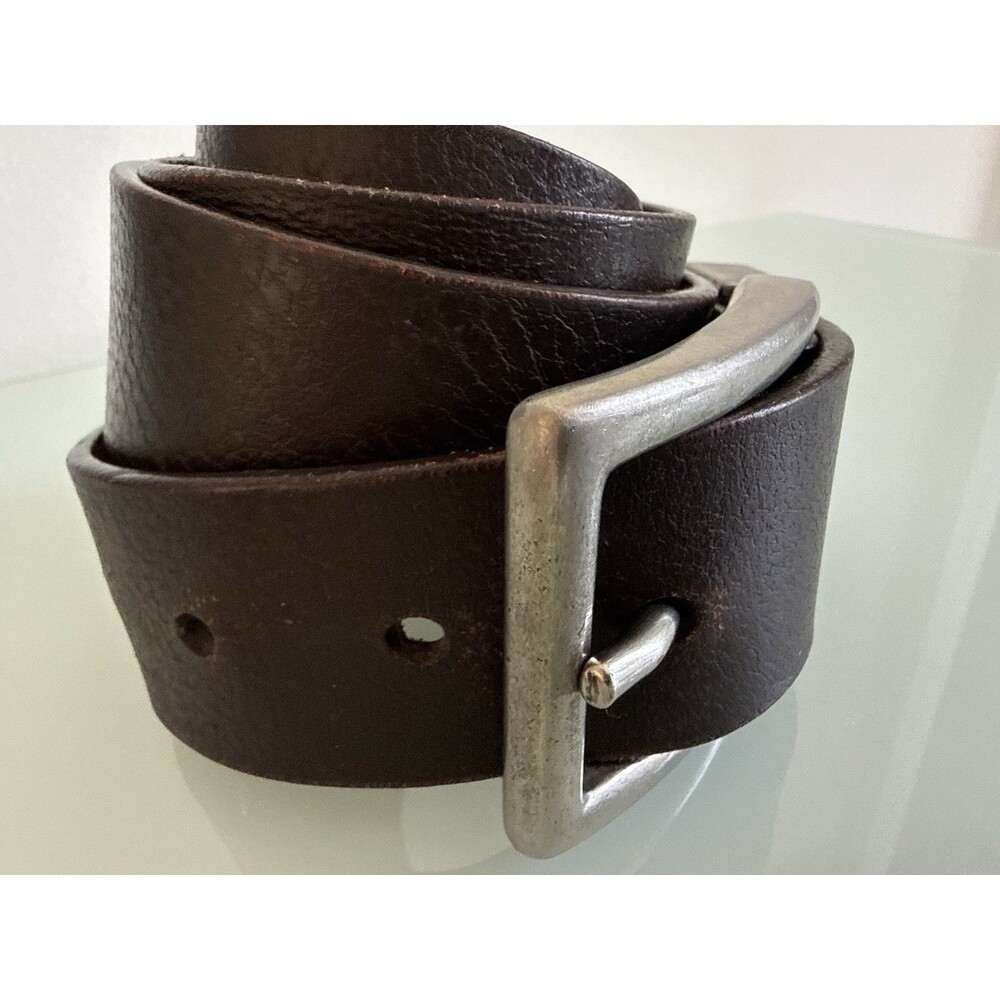 Levi’s Brown Genuine Leather Belt Silver Buckle Size M Made In Slovenia